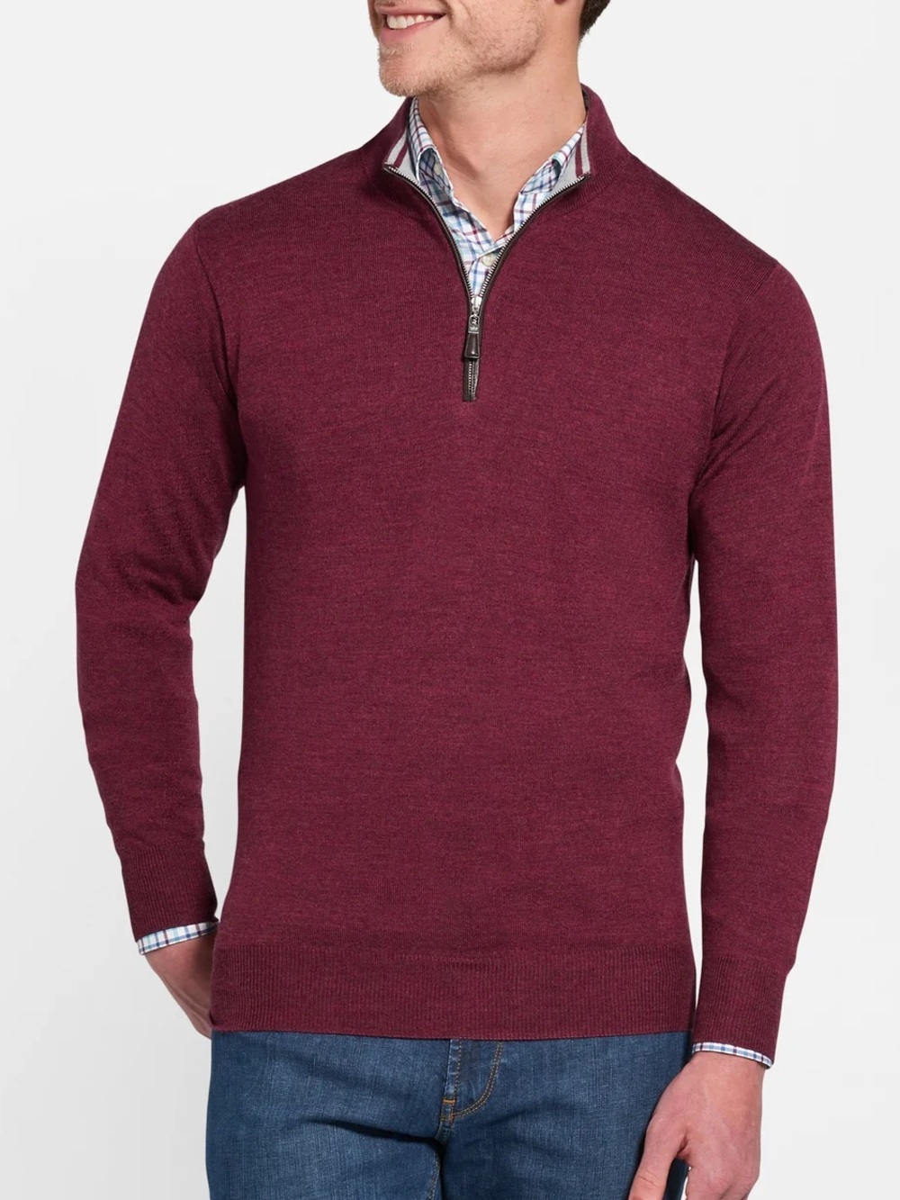 PETER MILLAR MERINO WOOL SILK BLEND QUARTER ZIP SWEATER AUTUMN FOLIAGE SIZE  L